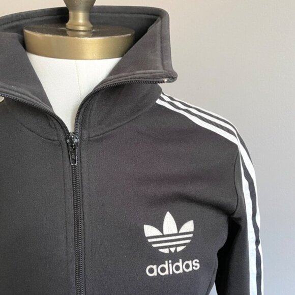🛑 Vintage Adidas Black White Logo Zip-up Track Jacket - Small - Picture 2 of 10
